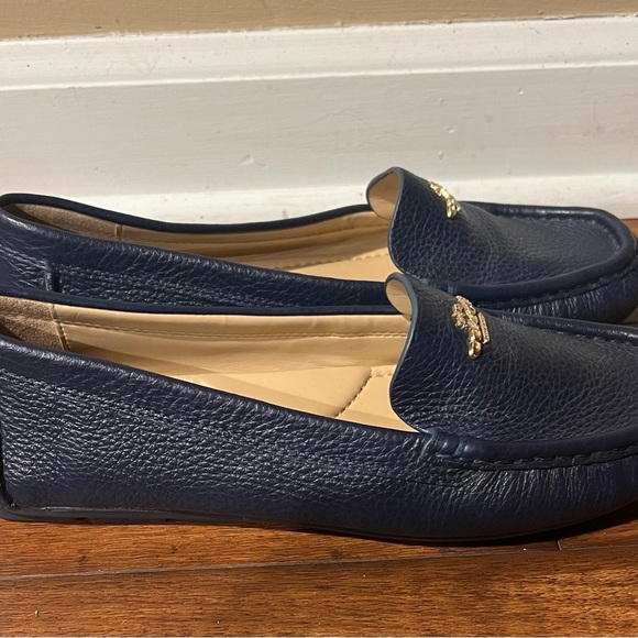Coach Women's Marley Driver Loafer SZ 5.5 Leather Quiet Luxury Slip On Logo Blue - Picture 4 of 9